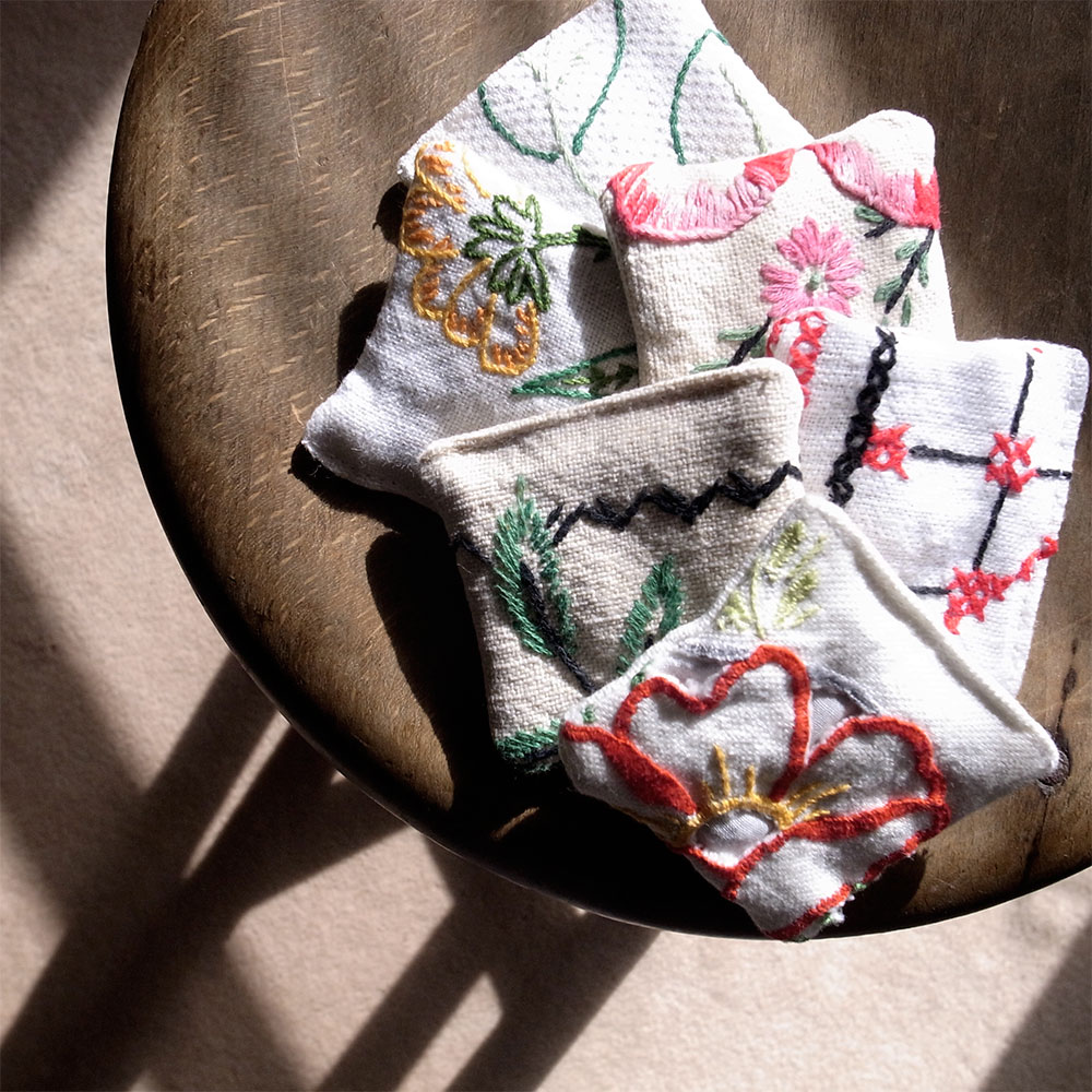 EMBROIDERED LAVENDER BAGS-3 EMBROIDERED LAVENDER BAGS-3