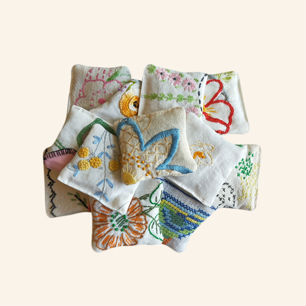 EMBROIDERED LAVENDER BAGS EMBROIDERED LAVENDER BAGS